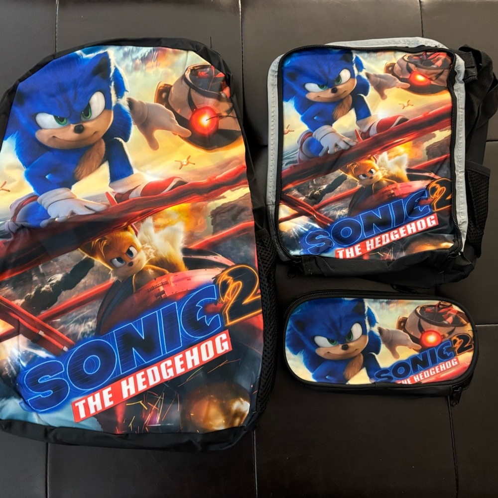 Sonic the Hedgehog Kids Backpack Set - Blue and Black